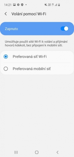 Wifi volání Android 5