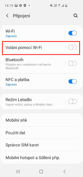 Wifi volání Android 2