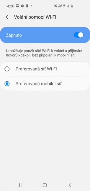 Wifi volání Android 4